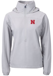 Cutter and Buck Nebraska Cornhuskers Womens Grey Charter Eco Pullover