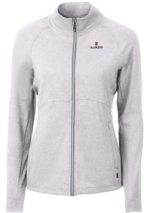 Cutter and Buck Illinois Fighting Illini Womens Grey Adapt Eco Knit Light Weight Jacket
