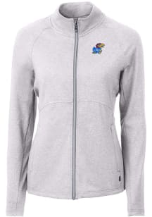 Cutter and Buck Kansas Jayhawks Womens Grey Adapt Eco Knit Light Weight Jacket