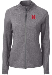 Cutter and Buck Nebraska Cornhuskers Womens Black Adapt Eco Knit Light Weight Jacket