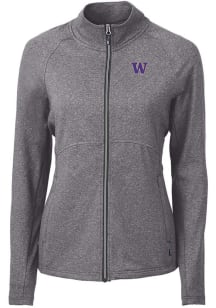 Cutter and Buck Washington Huskies Womens Black Adapt Eco Knit Light Weight Jacket