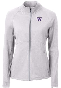 Cutter and Buck Washington Huskies Womens Grey Adapt Eco Knit Light Weight Jacket