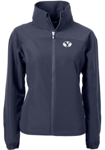 Cutter and Buck BYU Cougars Womens Navy Blue Charter Eco Light Weight Jacket