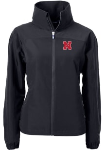 Cutter and Buck Nebraska Cornhuskers Womens Black Charter Eco Light Weight Jacket