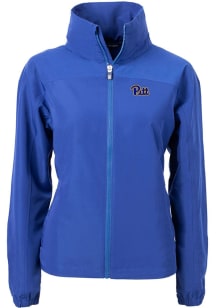 Cutter and Buck Pitt Panthers Womens Blue Charter Eco Light Weight Jacket