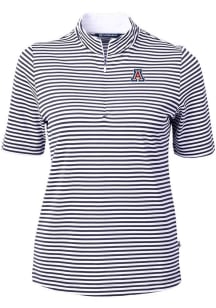 Cutter and Buck Arizona Wildcats Womens Navy Blue Virtue Eco Pique Stripe Short Sleeve Polo Shirt
