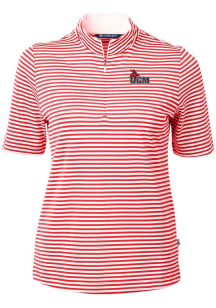 Cutter and Buck Central Missouri Mules Womens Red Virtue Eco Pique Stripe Short Sleeve Polo Shirt