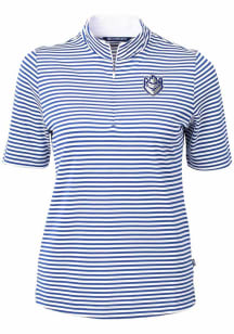 Cutter and Buck Saint Louis Billikens Womens Blue Virtue Eco Pique Stripe Short Sleeve Polo Shirt