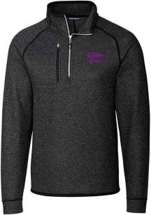 Cutter and Buck K-State Wildcats Mens Grey Mainsail Long Sleeve Qtr Zip Pullover