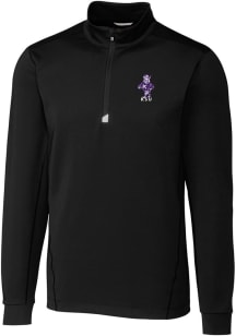 Cutter and Buck K-State Wildcats Mens Black Willie Vault Traverse Big and Tall Qtr Zip
