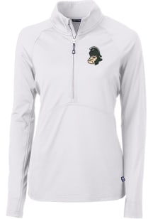 Cutter and Buck Michigan State Spartans Womens White Adapt Qtr Zip Pullover