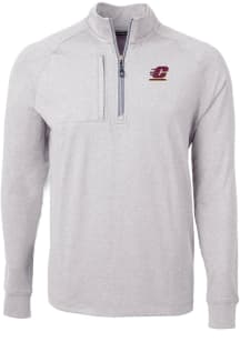 Cutter and Buck Central Michigan Chippewas Mens Grey Adapt Heathered Long Sleeve Qtr Zip Pullover