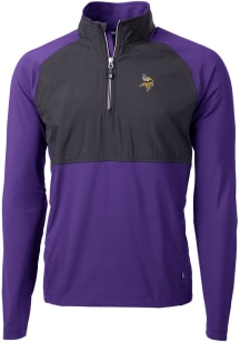 Cutter and Buck Minnesota Vikings Mens Purple Adapt Eco Hybrid Long Sleeve Qtr Zip Pullover