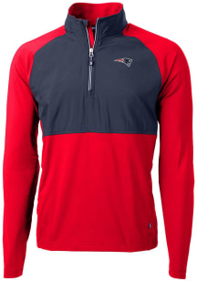 Cutter and Buck New England Patriots Mens Red Adapt Eco Hybrid Long Sleeve Qtr Zip Pullover