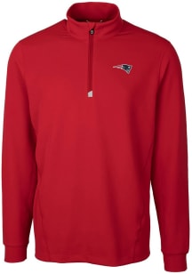 Cutter and Buck New England Patriots Mens Red Traverse Long Sleeve Qtr Zip Pullover