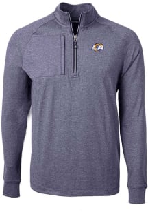 Cutter and Buck Los Angeles Rams Mens Navy Blue Adapt Eco Long Sleeve Qtr Zip Pullover
