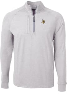 Cutter and Buck Minnesota Vikings Mens Grey Adapt Eco Long Sleeve Qtr Zip Pullover