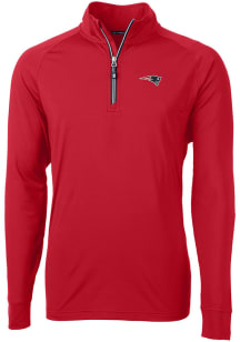 Cutter and Buck New England Patriots Mens Red Adapt Eco Knit Long Sleeve Qtr Zip Pullover