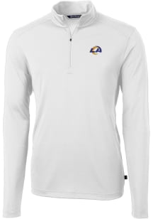 Cutter and Buck Los Angeles Rams Mens White Virtue Eco Pique Long Sleeve Qtr Zip Pullover