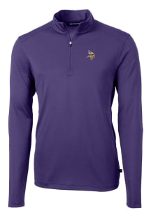 Cutter and Buck Minnesota Vikings Mens Purple Virtue Eco Pique Long Sleeve Qtr Zip Pullover