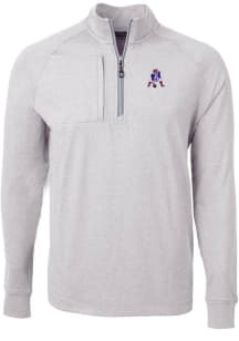 Cutter and Buck New England Patriots Mens Grey Historic Adapt Eco Long Sleeve Qtr Zip Pullover