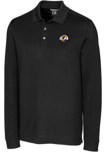 Cutter and Buck Los Angeles Rams Mens Black Advantage Long Sleeve Polo Shirt