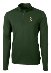 Cutter and Buck Green Bay Packers Mens Green Historic Virtue Eco Pique Long Sleeve Qtr Zip Pullove..