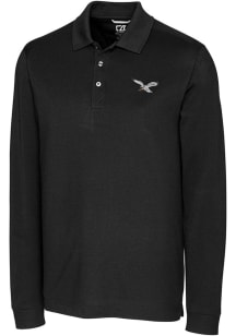 Cutter and Buck Philadelphia Eagles Mens Black Historic Advantage Long Sleeve Polo Shirt