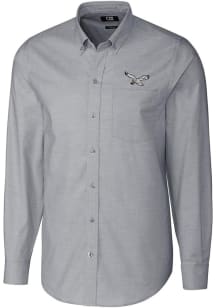 Cutter and Buck Philadelphia Eagles Mens Charcoal Historic Stretch Oxford Long Sleeve Dress Shirt