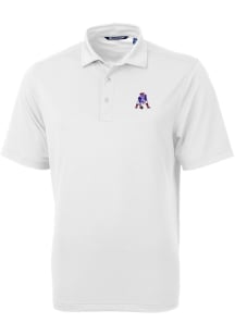 Cutter and Buck New England Patriots Mens White Historic Virtue Eco Pique Short Sleeve Polo