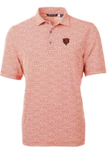 Cutter and Buck Chicago Bears Mens Orange Historic Virtue Eco Pique Botanical Short Sleeve Polo