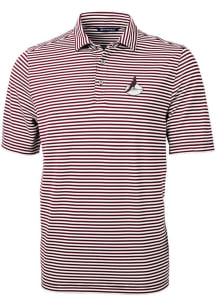 Cutter and Buck Arizona Cardinals Mens Maroon Historic Virtue Eco Pique Stripe Short Sleeve Polo