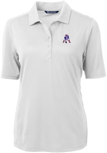 Cutter and Buck New England Patriots Womens White Historic Virtue Eco Pique Short Sleeve Polo Shir..