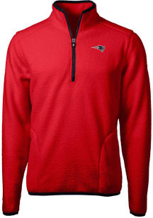 Cutter and Buck New England Patriots Mens Red Cascade Sherpa Long Sleeve Qtr Zip Pullover