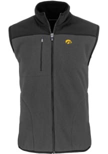 Cutter and Buck Iowa Hawkeyes Mens Grey Cascade Sherpa Sleeveless Jacket