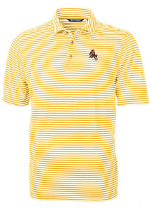 Cutter and Buck Arizona State Sun Devils Mens Gold Virtue Stripe Short Sleeve Polo