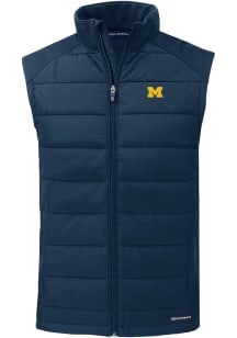 Cutter and Buck Michigan Wolverines Mens Blue Evoke Design Sleeveless Jacket