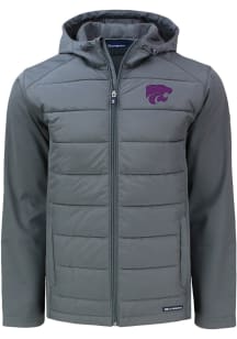 Mens K-State Wildcats Cutter and Buck Mens Evoke Hood Heavyweight Jacket - Grey