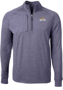 Cutter and Buck Toledo Rockets Mens Navy Blue Adapt Heathered Long Sleeve Qtr Zip Pullover
