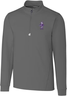 Cutter and Buck K-State Wildcats Mens Grey Traverse Vault Big and Tall Qtr Zip