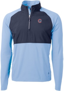 Cutter and Buck Chicago Cubs Mens Light Blue Adapt Long Sleeve Qtr Zip Pullover