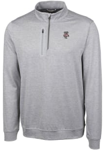 Cutter and Buck Wisconsin Badgers Mens Grey Stealth Long Sleeve Qtr Zip Pullover