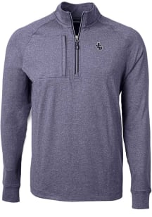 Cutter and Buck John Carroll Blue Streaks Mens Navy Blue Adapt Heathered Long Sleeve Qtr Zip Pullo..