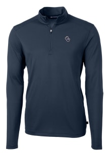 Cutter and Buck John Carroll Blue Streaks Mens Navy Blue Virtue Long Sleeve Qtr Zip Pullover