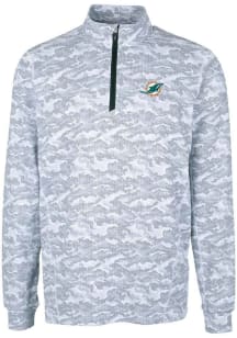 Cutter and Buck Miami Dolphins Mens Charcoal Traverse Camo Big and Tall Qtr Zip