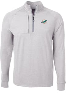 Cutter and Buck Miami Dolphins Mens Grey Adapt Eco Knit Big and Tall Qtr Zip
