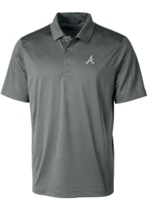 Cutter and Buck Atlanta Braves Mens Grey Prospect Textured Short Sleeve Polo