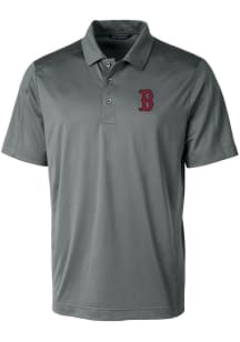 Cutter and Buck Boston Red Sox Mens Grey Prospect Textured Short Sleeve Polo