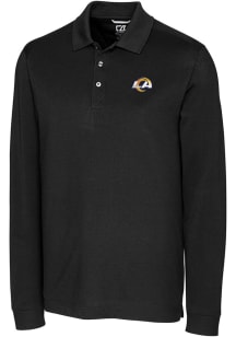 Cutter and Buck Los Angeles Rams Black Advantage Pique Long Sleeve Big and Tall Polo