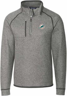 Cutter and Buck Miami Dolphins Mens Grey Mainsail Big and Tall Qtr Zip